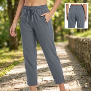 Apana Womens Technical Joggers Slate Gray Stretch Cropped Pants Size L
